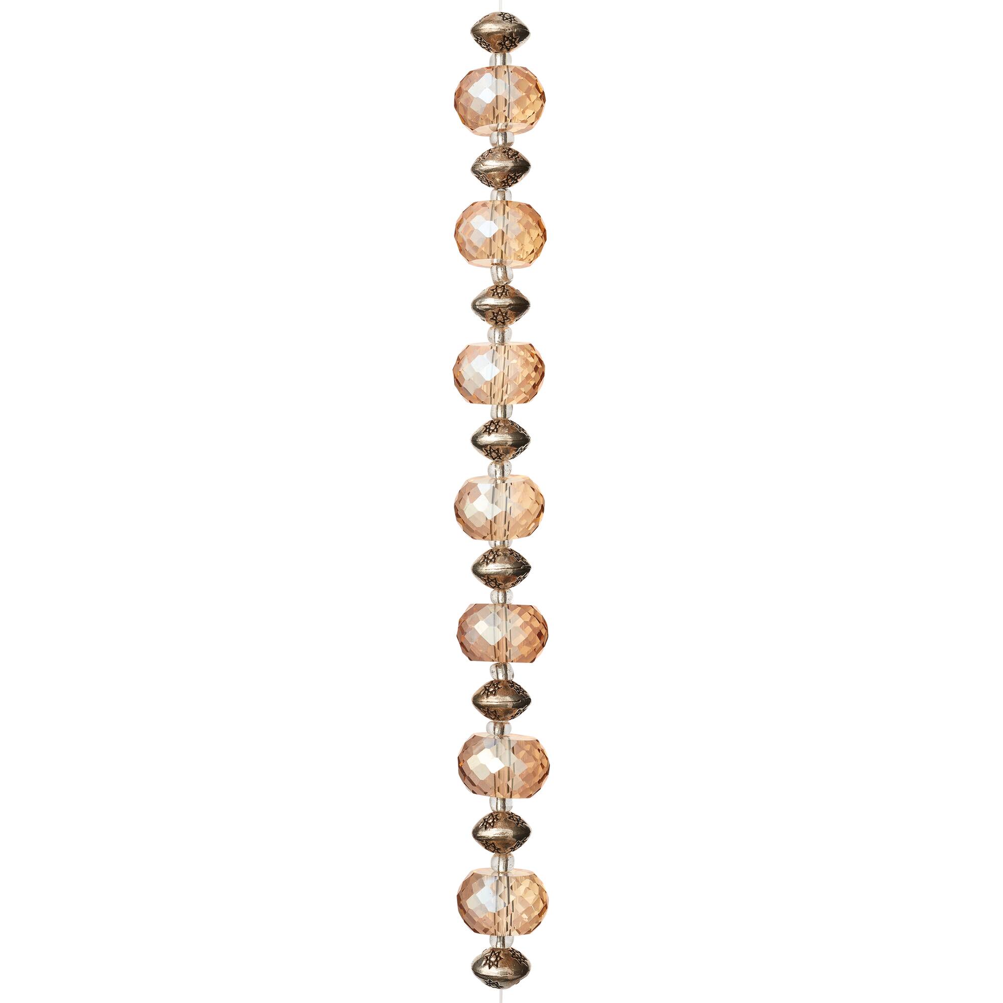 Amber Glass & Metal Rondelle Beads by Bead Landing™